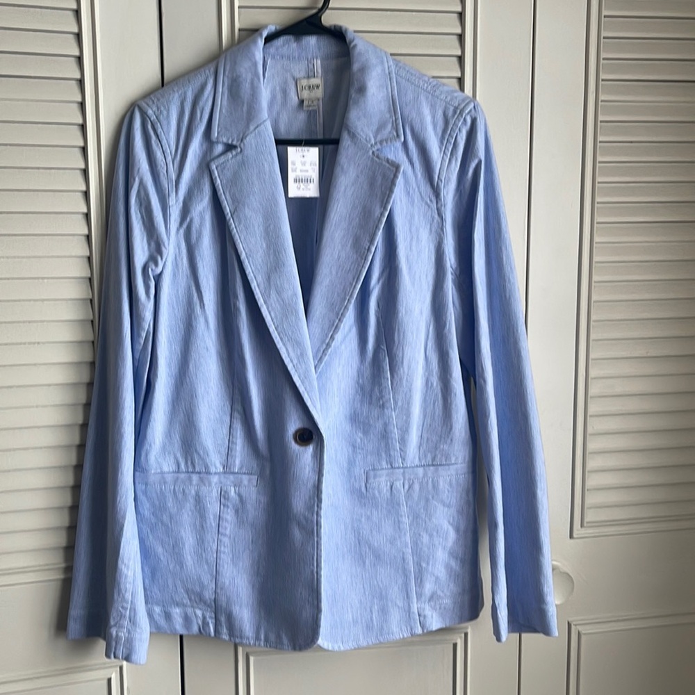 NWT! J. Crew Linen/Cotton Blazer, Blue, Sz 14